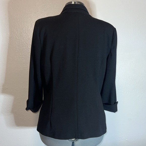 NYCC Black Blazer Single Button Jacket Women’s Size LARGE Rolled 3/4 Sleeves - Picture 5 of 12